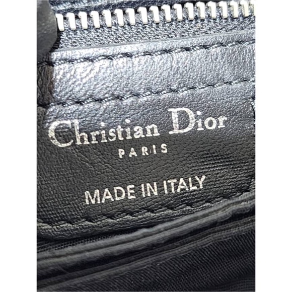 Authentic CHRISTIAN DIOR  Lambskin Cannage Medium New Lock Flap Shoulder Bag Bla - Picture 4 of 16